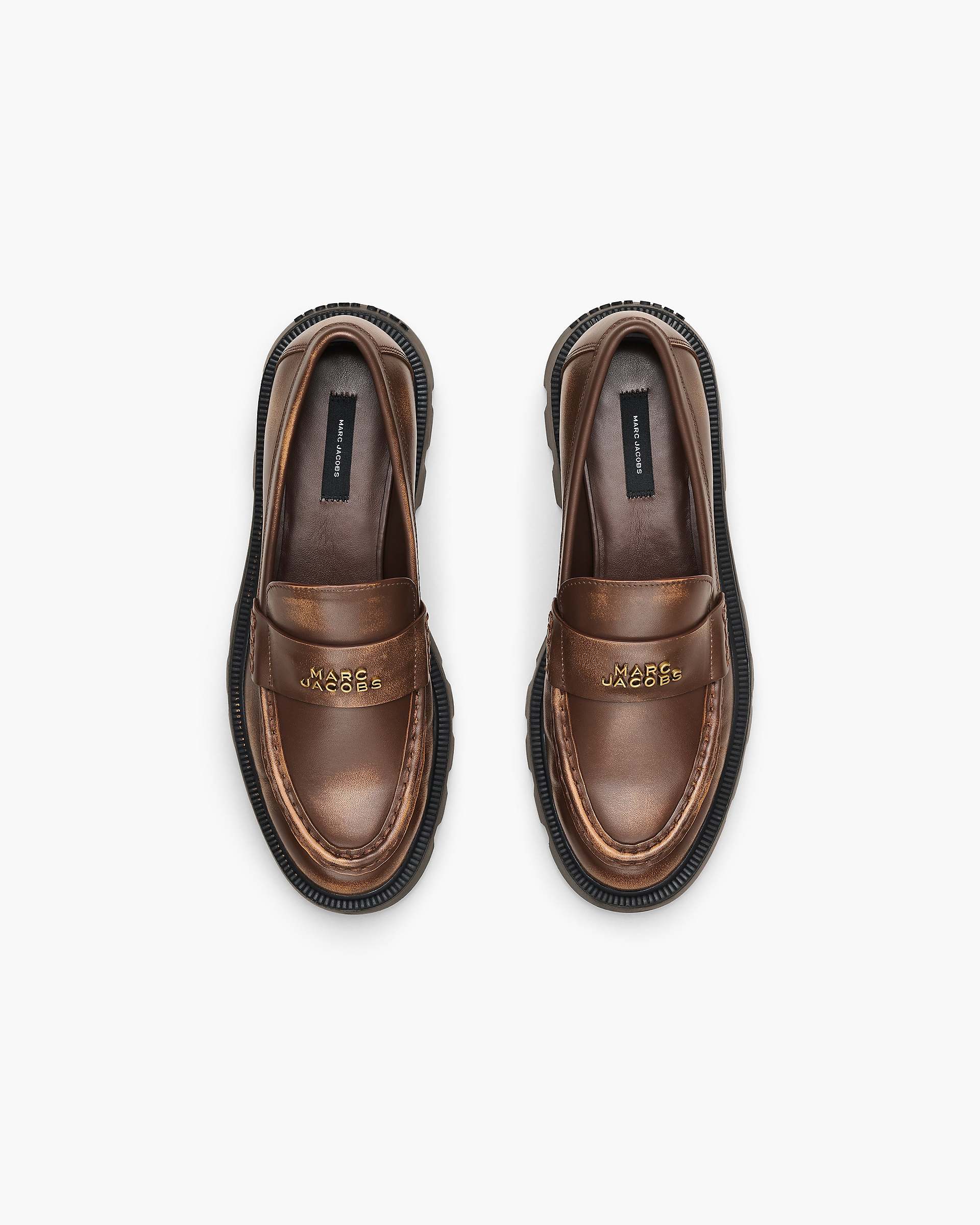 The Distressed Leather Frankie Loafer - Ebony | Marc Jacobs online