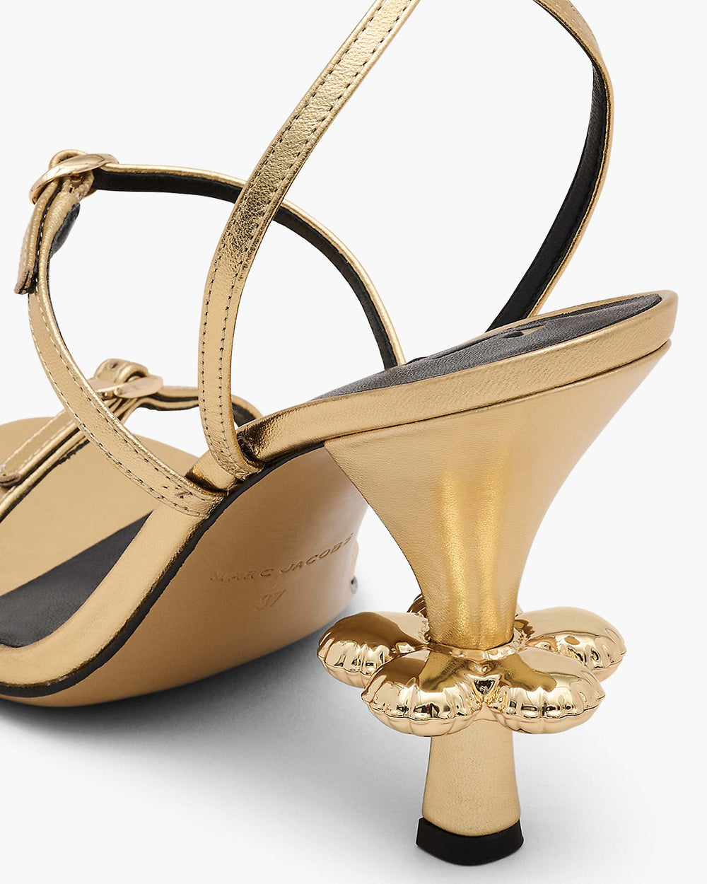The Metallic Leather Daisy Heel - Gold | Marc Jacobs on sale