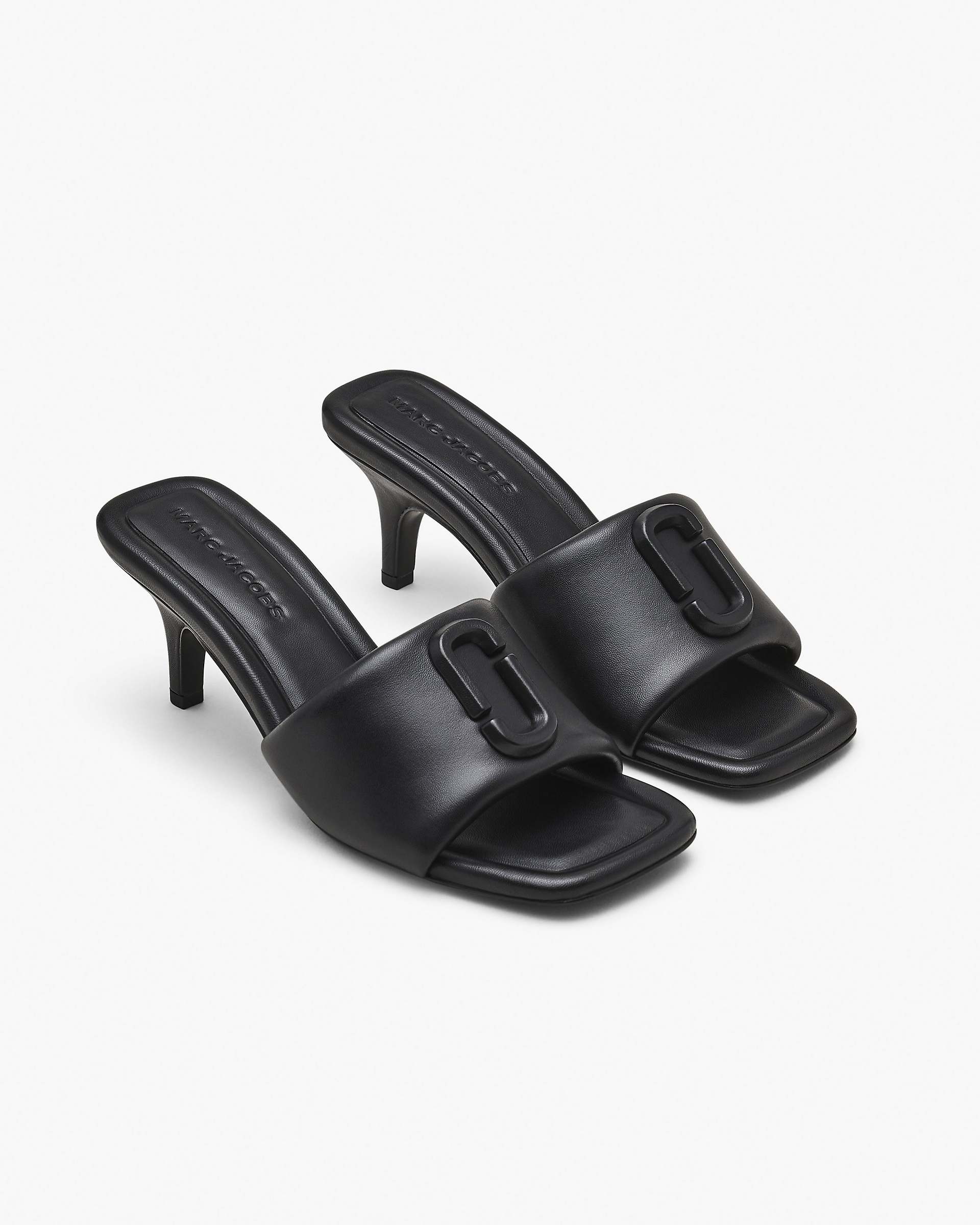 The Leather J Marc Heeled Sandal - Black | Marc Jacobs online