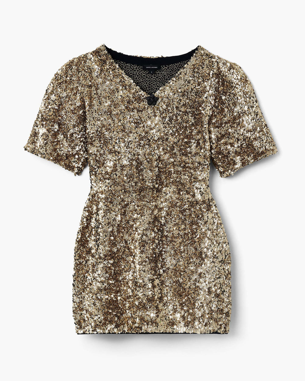 Sequin V-Neck Knit Dress - Gold | Marc Jacobs US