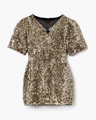 Sequin V-Neck Knit Dress - Gold | Marc Jacobs US
