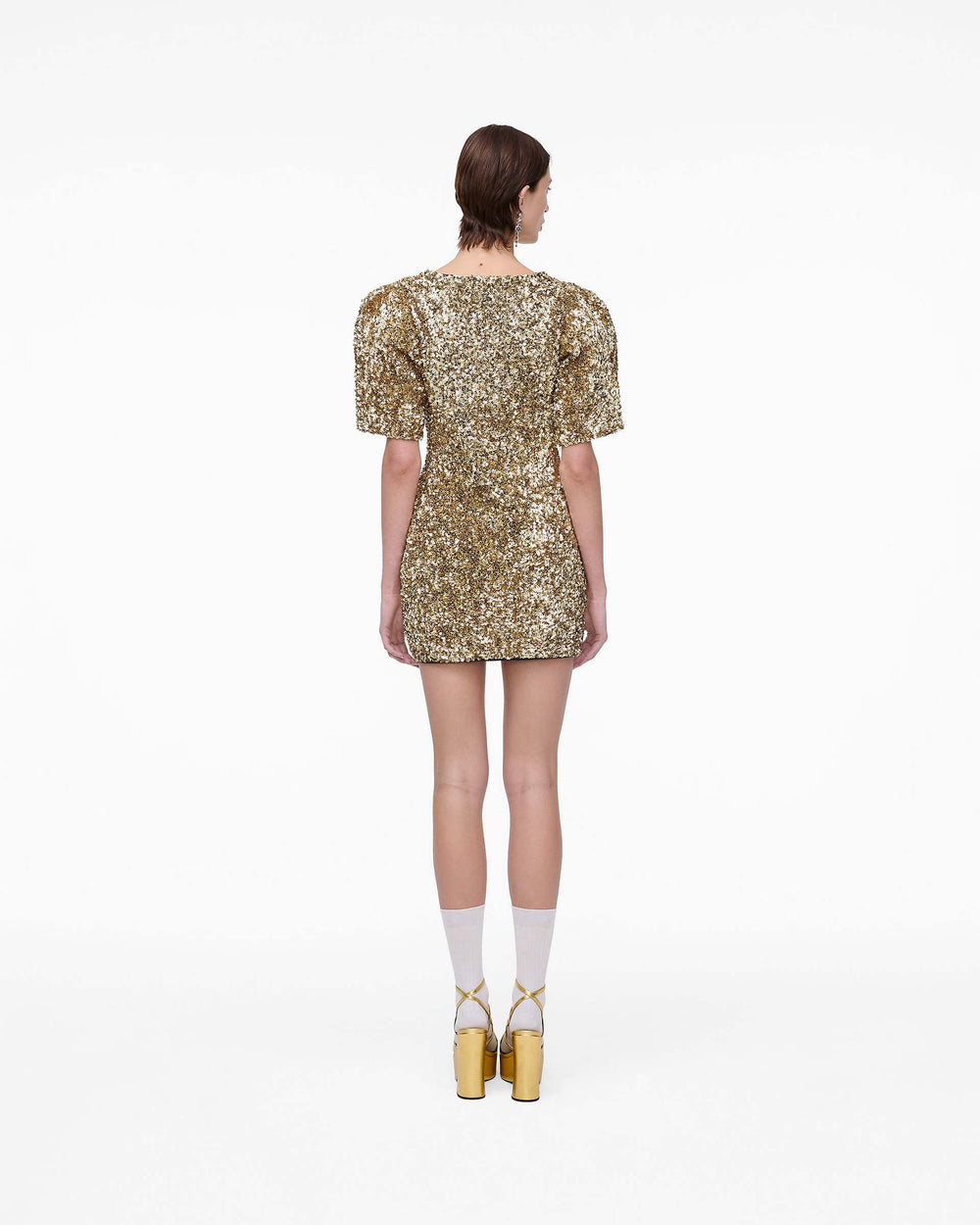Sequin V-Neck Knit Dress - Gold | Marc Jacobs US