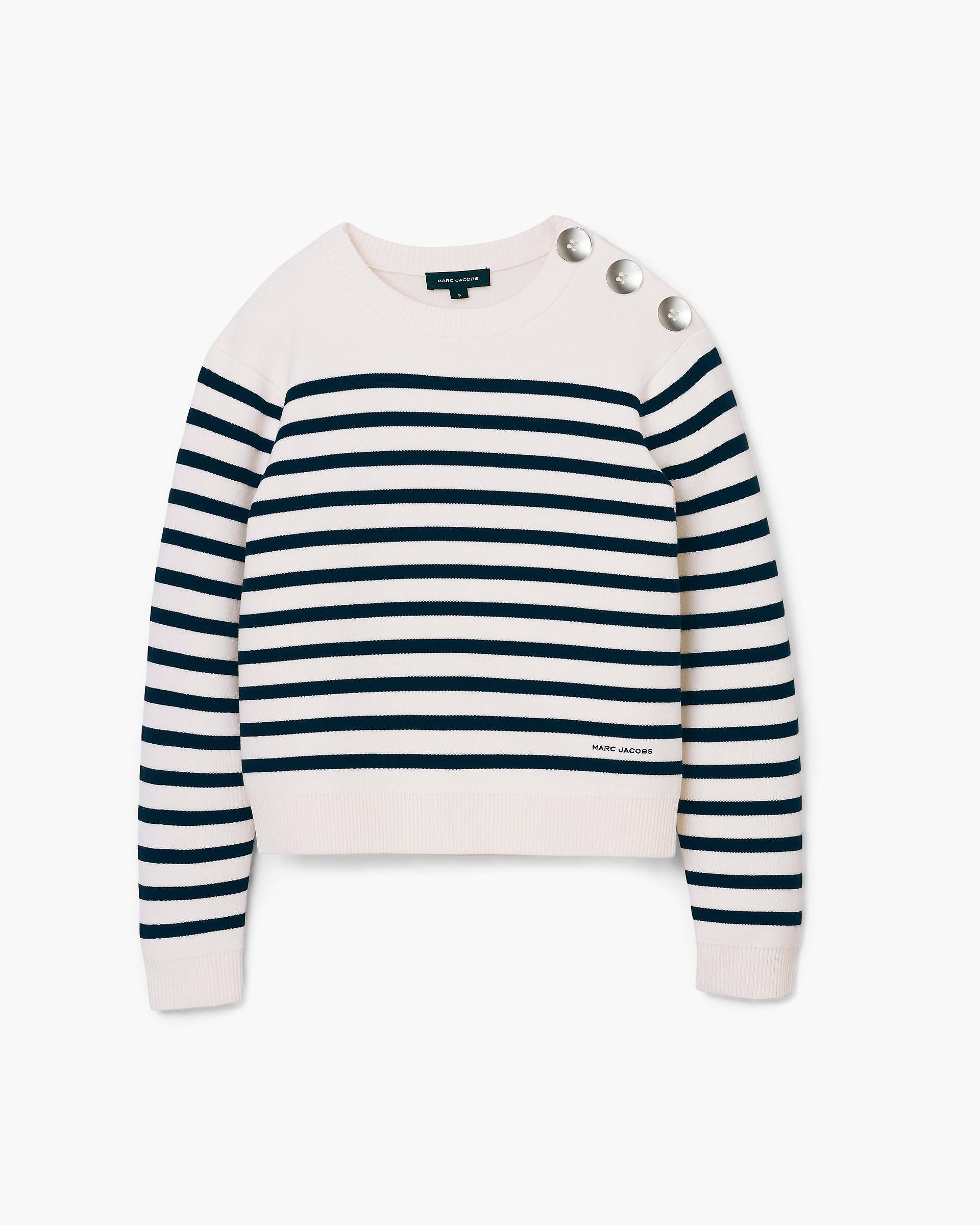 Breton Stripe Crewneck - White/Navy | Marc Jacobs on sale