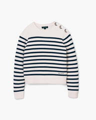 Breton Stripe Crewneck - White/Navy | Marc Jacobs on sale