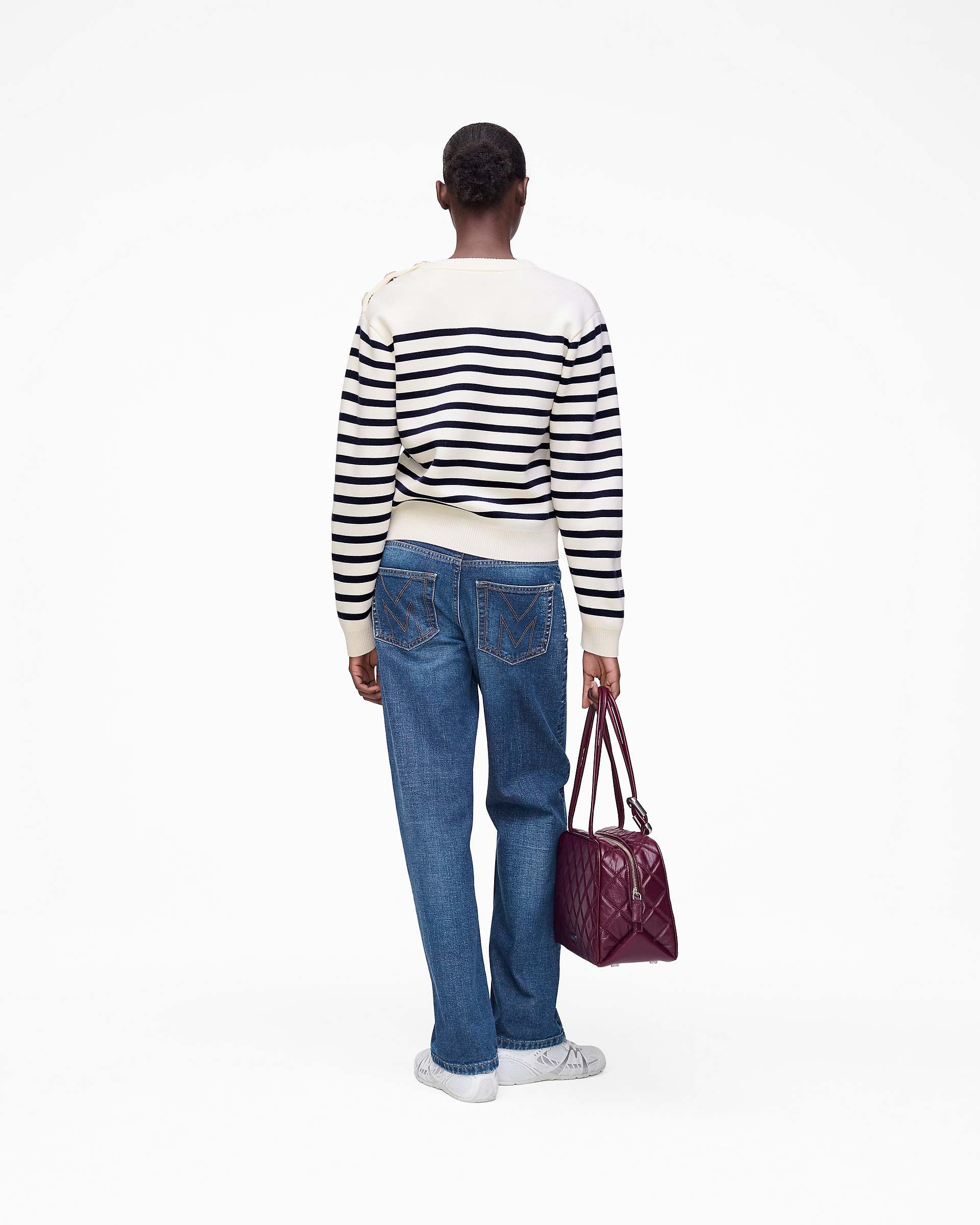 Breton Stripe Crewneck - White/Navy | Marc Jacobs on sale