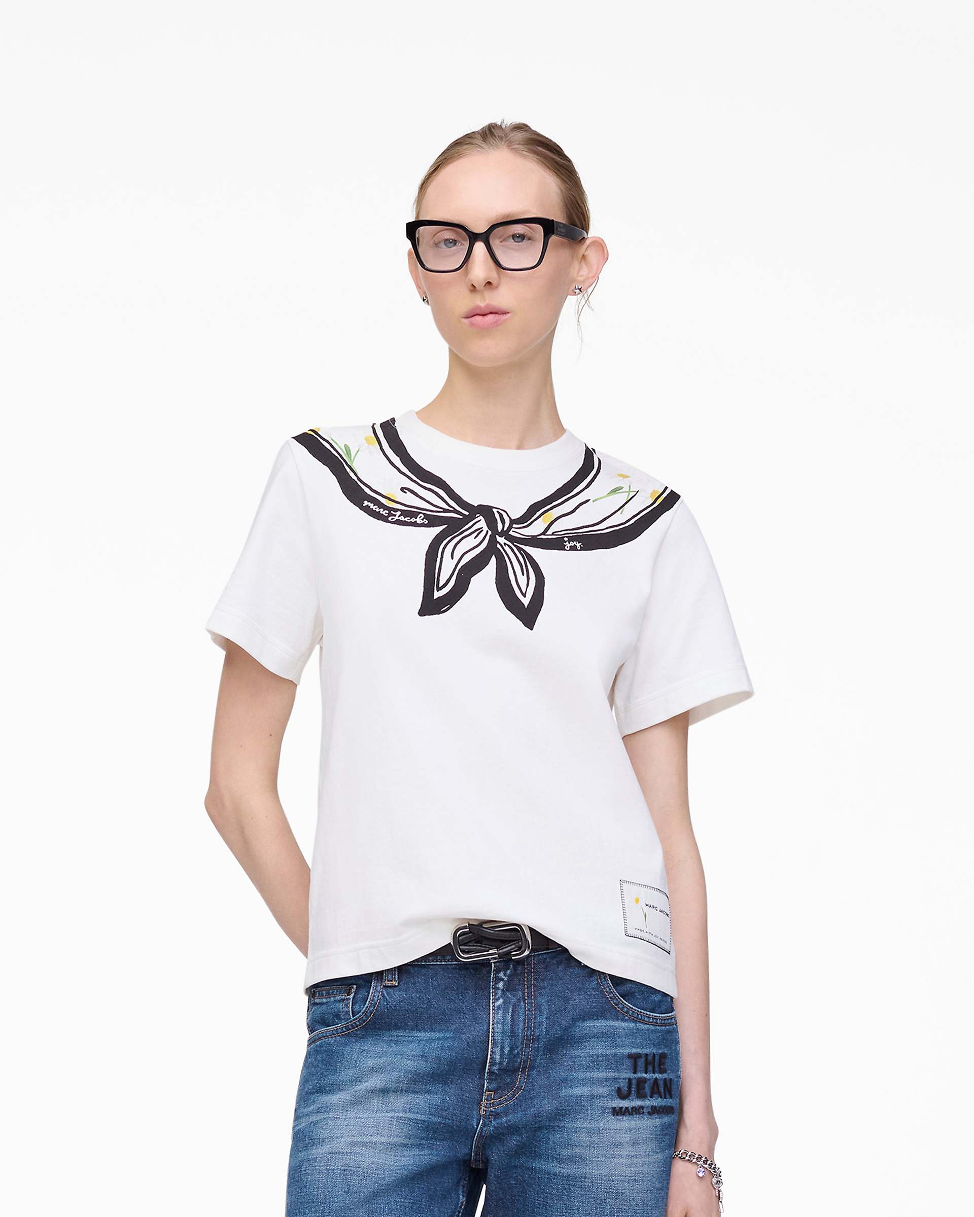 Trompe L'Oeil Scarf Baby Tee - White Multi | Marc Jacobs US