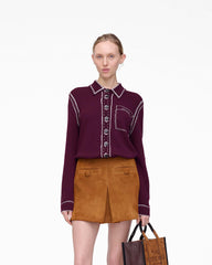 Trompe L'Oeil Knit Button Down - Dark Plum/Ivory | Marc Jacobs discount
