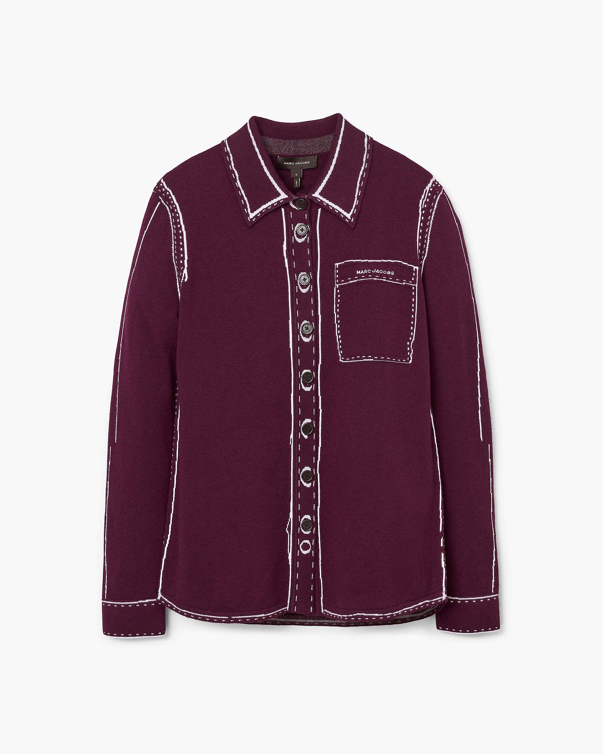 Trompe L'Oeil Knit Button Down - Dark Plum/Ivory | Marc Jacobs discount