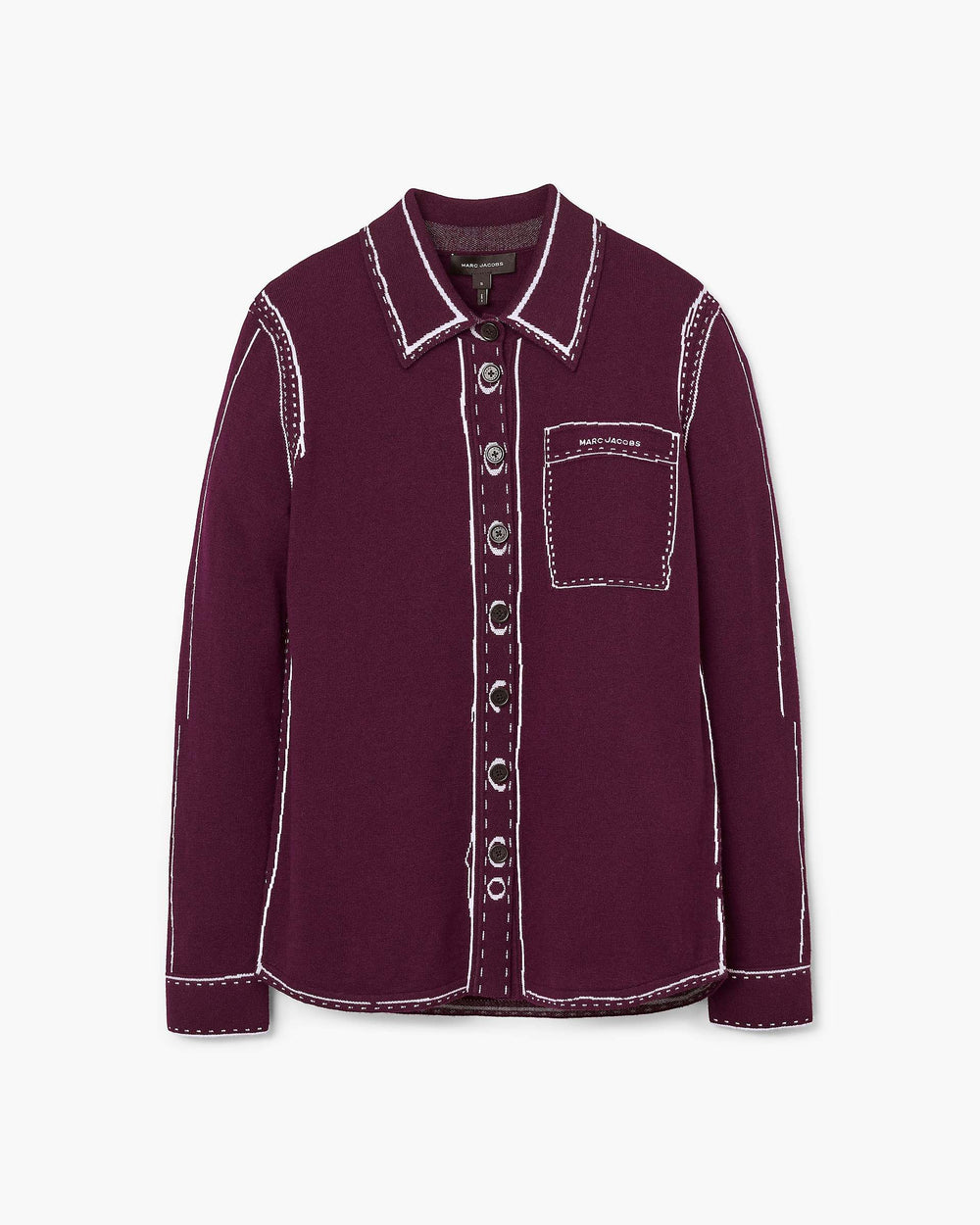Trompe L'Oeil Knit Button Down - Dark Plum/Ivory | Marc Jacobs discount