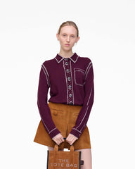 Trompe L'Oeil Knit Button Down - Dark Plum/Ivory | Marc Jacobs discount