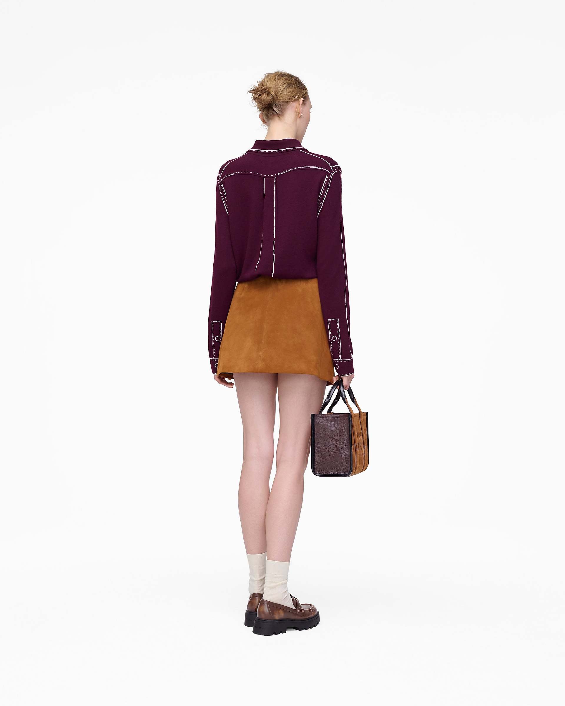 Trompe L'Oeil Knit Button Down - Dark Plum/Ivory | Marc Jacobs discount