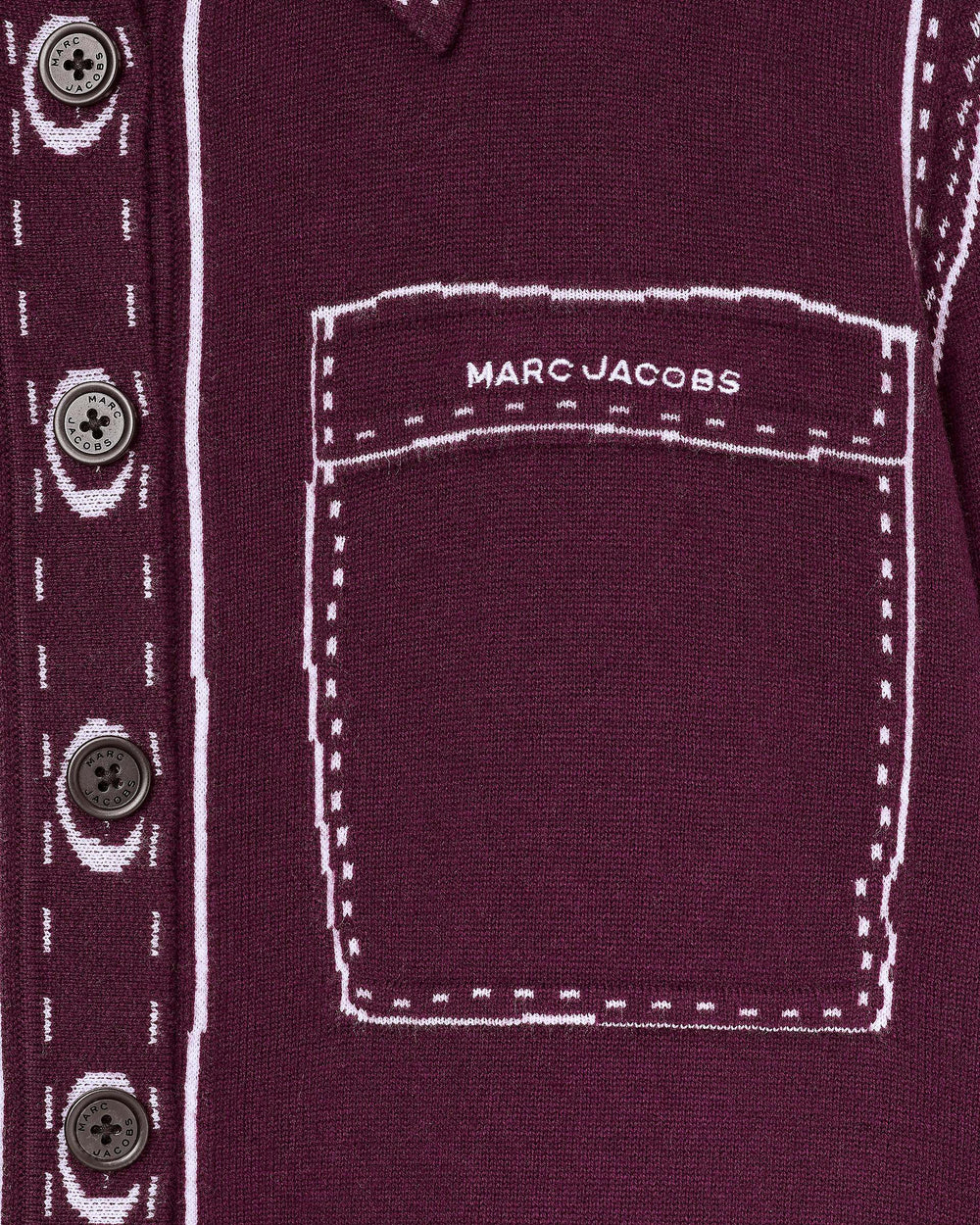 Trompe L'Oeil Knit Button Down - Dark Plum/Ivory | Marc Jacobs discount
