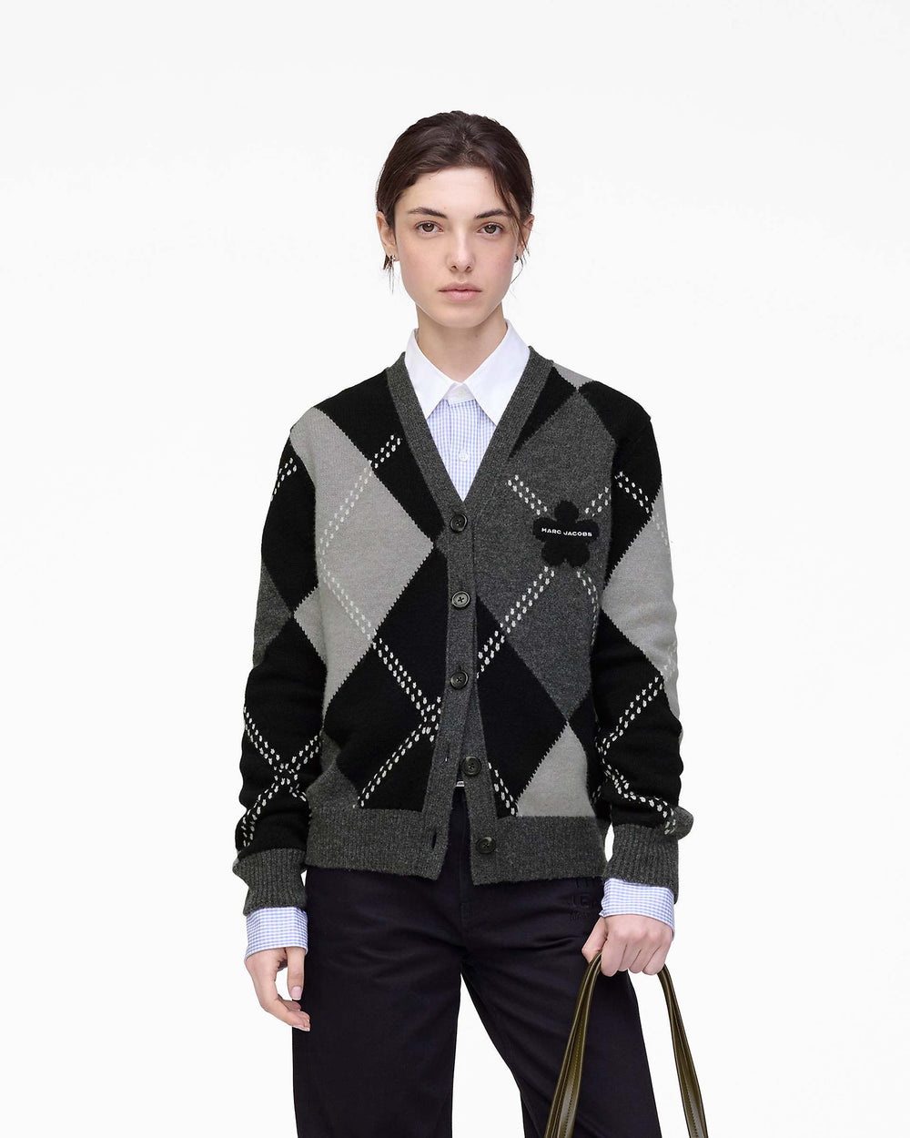 Preppy Daisy Argyle Cardigan - Black Multi | Marc Jacobs on sale