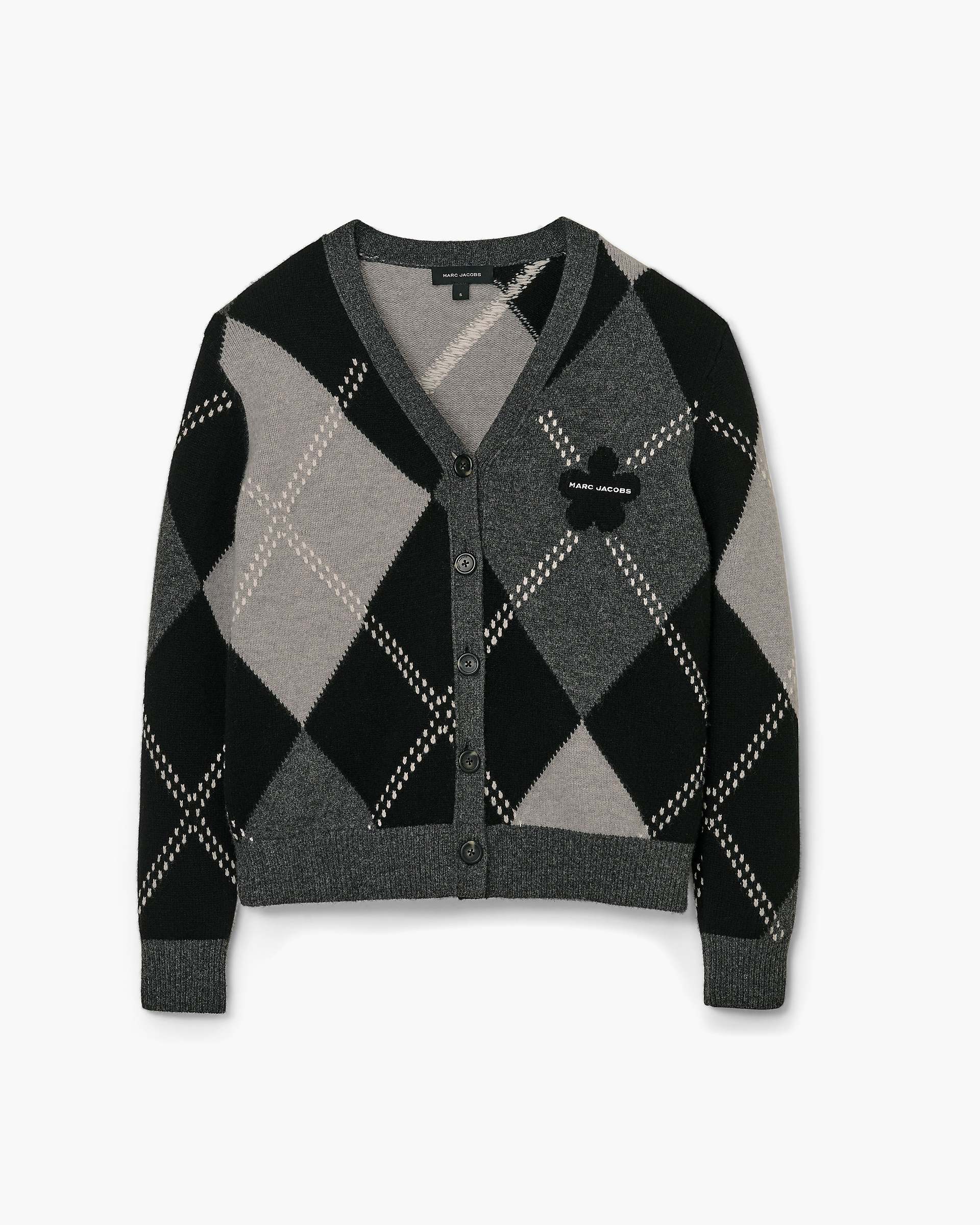 Preppy Daisy Argyle Cardigan - Black Multi | Marc Jacobs on sale