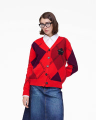 Preppy Daisy Argyle Cardigan - Red Multi | Marc Jacobs US
