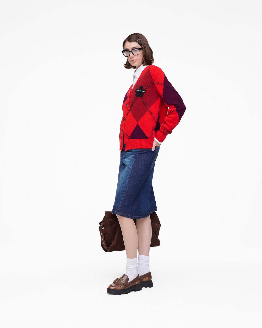 Preppy Daisy Argyle Cardigan - Red Multi | Marc Jacobs US