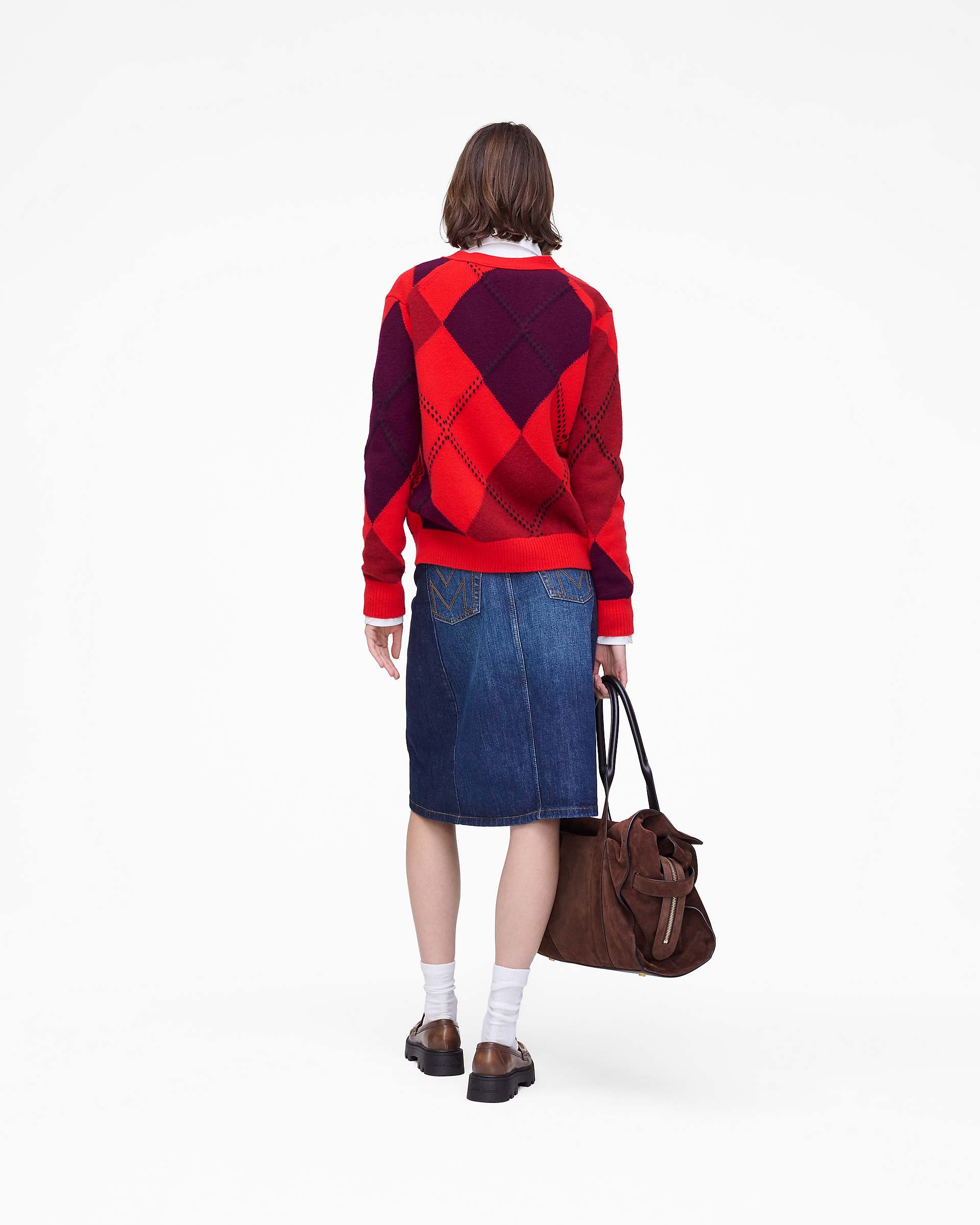 Preppy Daisy Argyle Cardigan - Red Multi | Marc Jacobs US