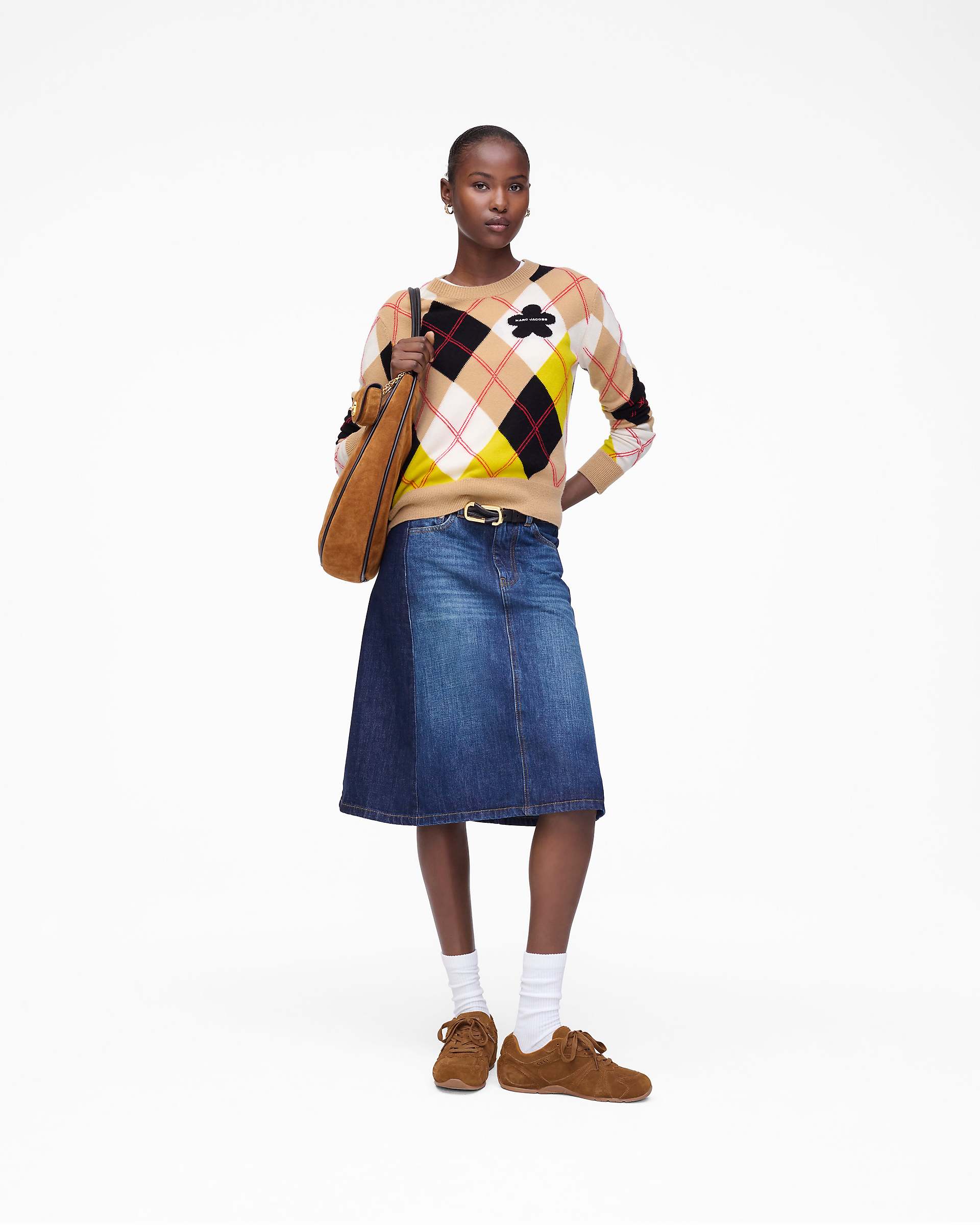 Two Tone Shadow Denim Skirt - Dark Slub Indigo | Marc Jacobs on sale