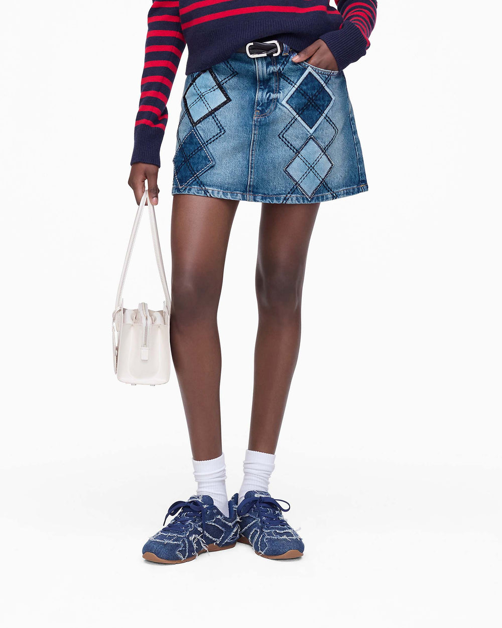 Argyle Patchwork Mini Skirt - Bright Indigo | Marc Jacobs US