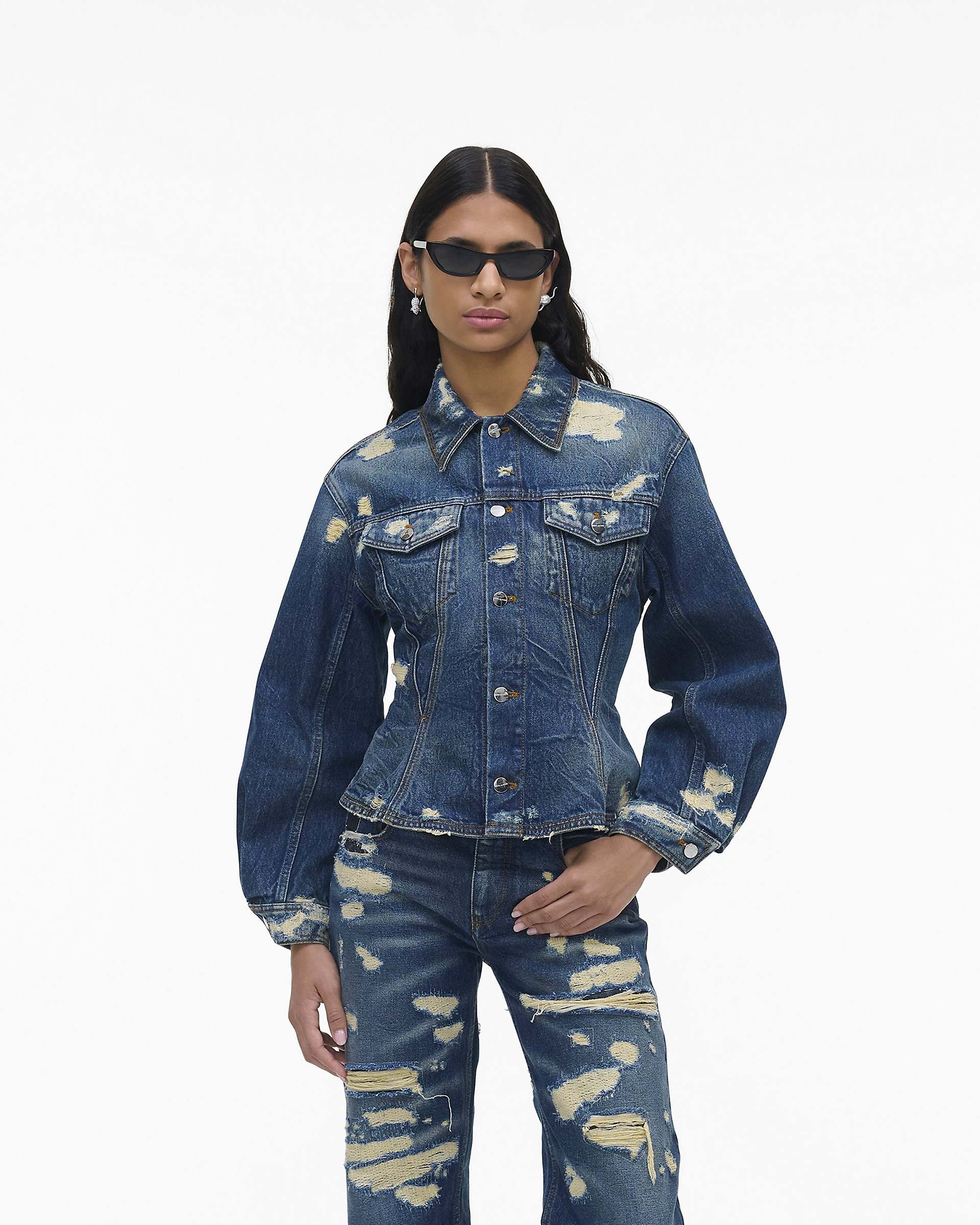 The Rip And Repair Fluted Denim Jacket - Punk Indigo | Marc Jacobs US