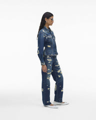 The Rip And Repair Fluted Denim Jacket - Punk Indigo | Marc Jacobs US
