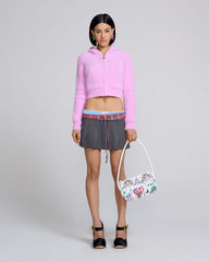 Fuzzy Shrunken Knit Zip-Up - Pink | Marc Jacobs US