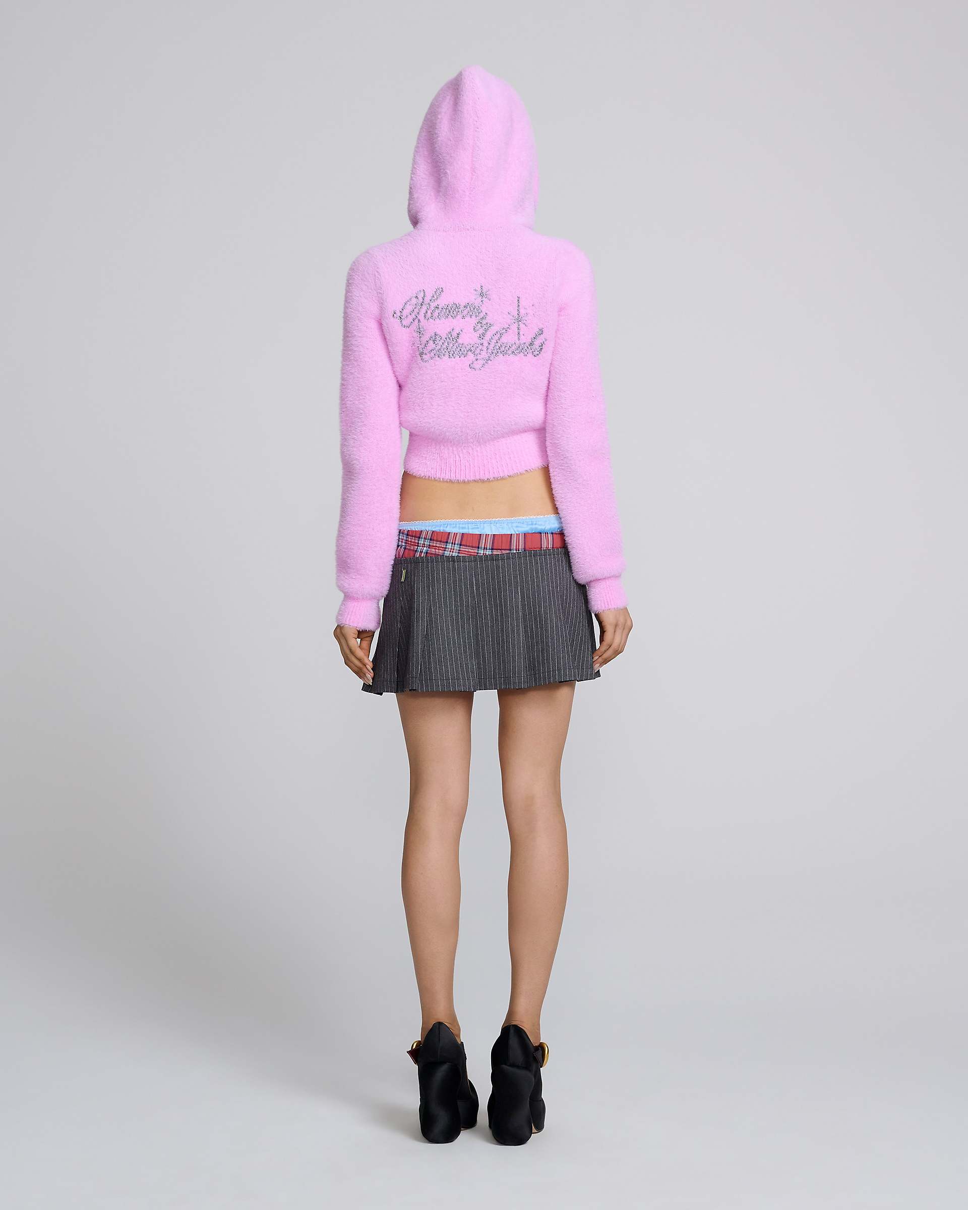Fuzzy Shrunken Knit Zip-Up - Pink | Marc Jacobs US