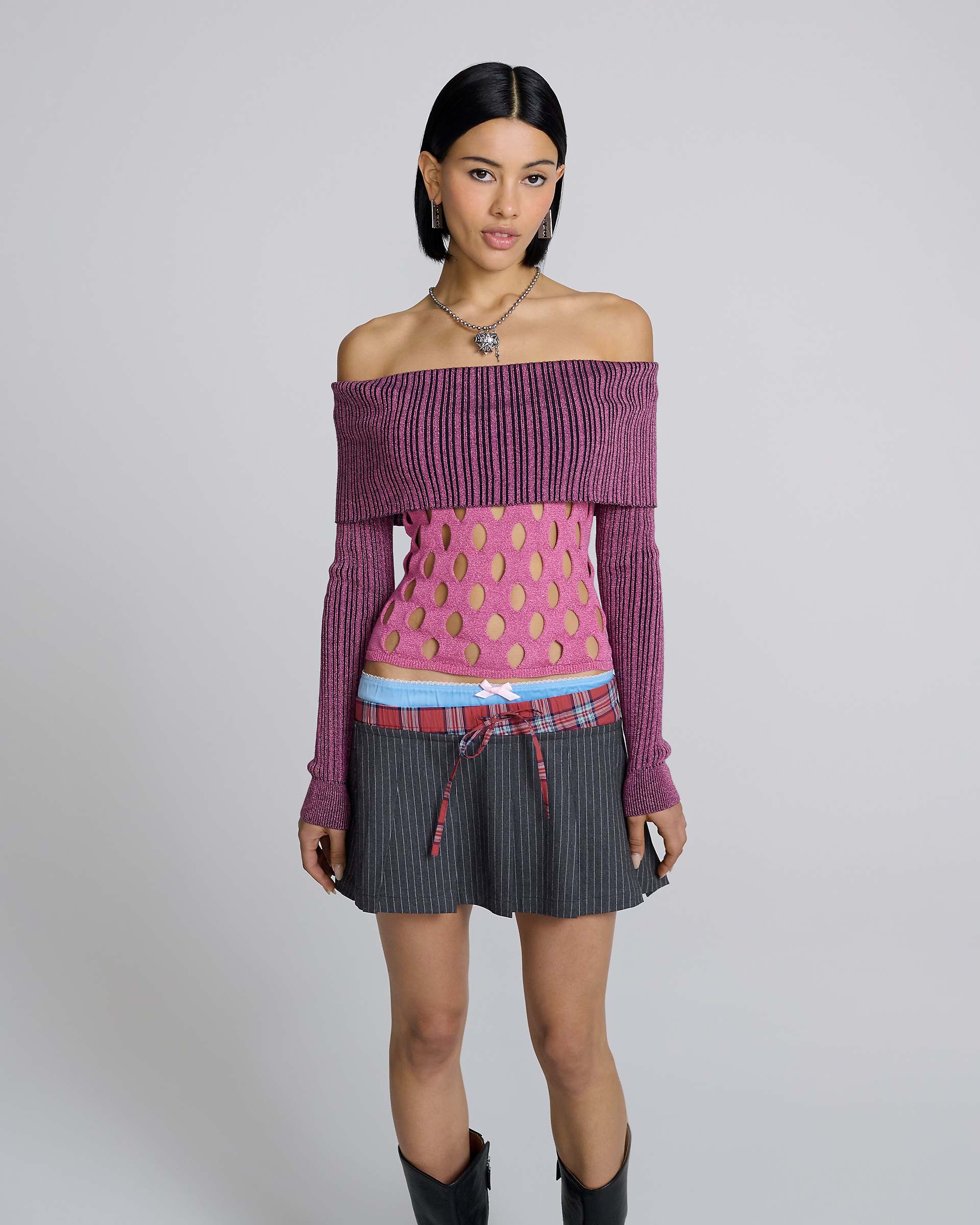 Off Shoulder Hole Knit Top - Pink | Marc Jacobs online