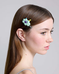 Puffy Flower Hairclip - Aged Silver Multi | Marc Jacobs online