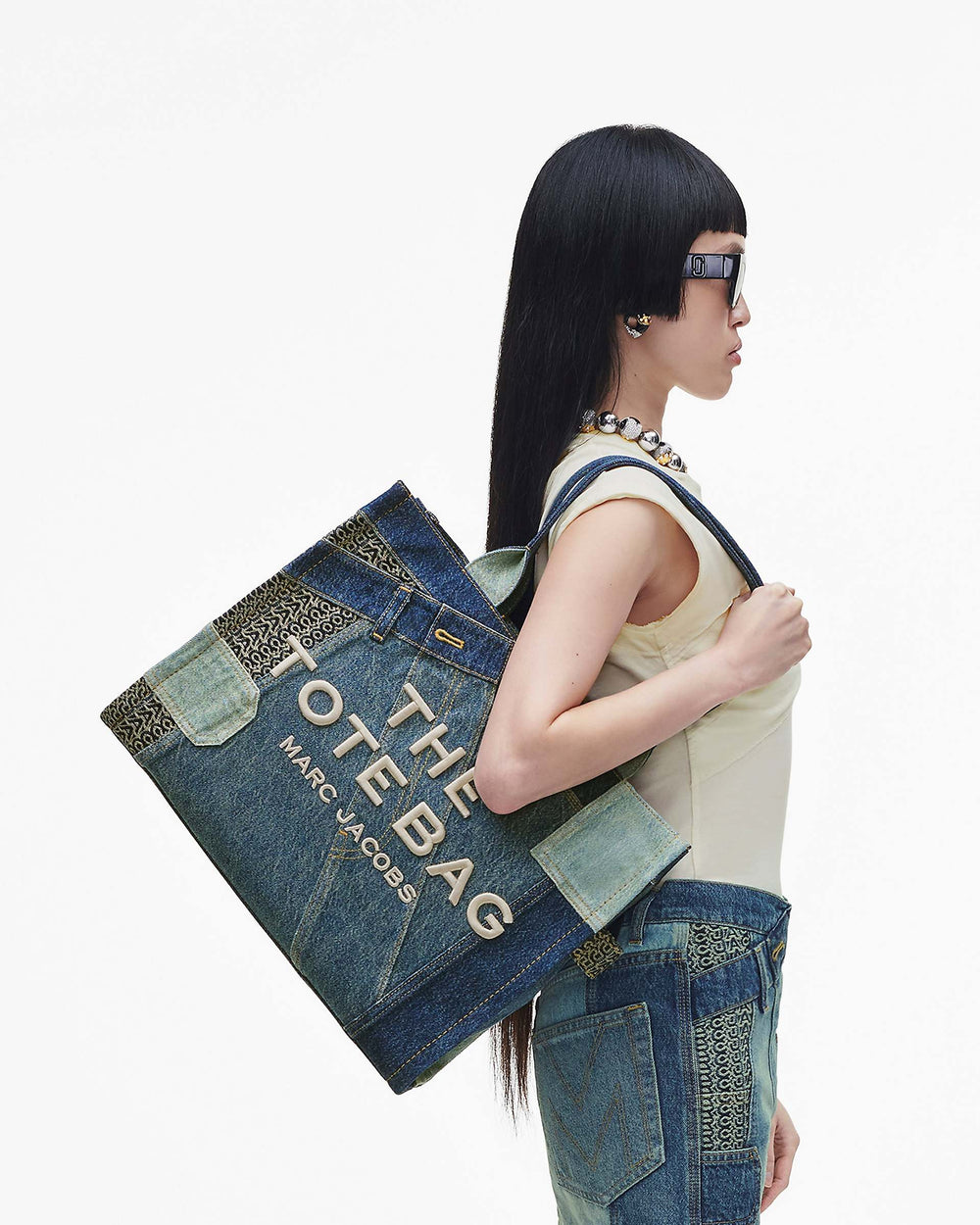 The Deconstructed Denim Large Tote Bag - Indigo Multi | Marc Jacobs discount