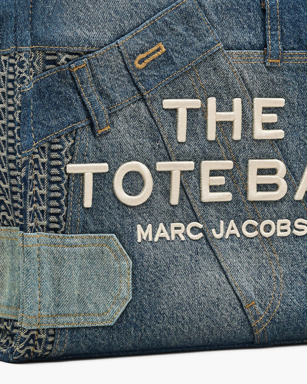 The Deconstructed Denim Medium Tote Bag - Indigo Multi | Marc Jacobs online