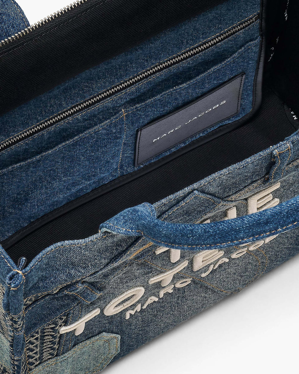 The Deconstructed Denim Medium Tote Bag - Indigo Multi | Marc Jacobs online