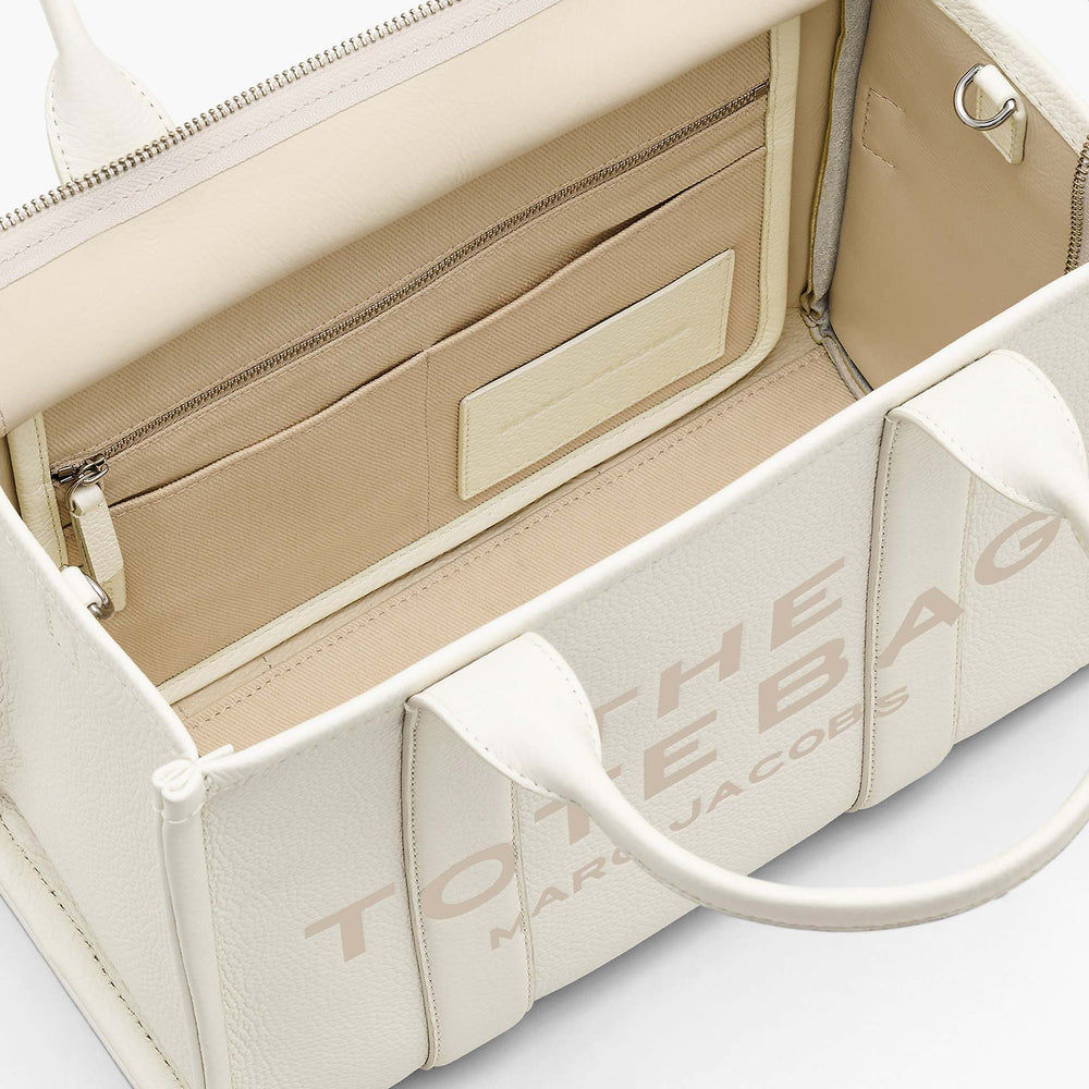 The Leather Medium Tote Bag - Cotton/Silver | Marc Jacobs on sale