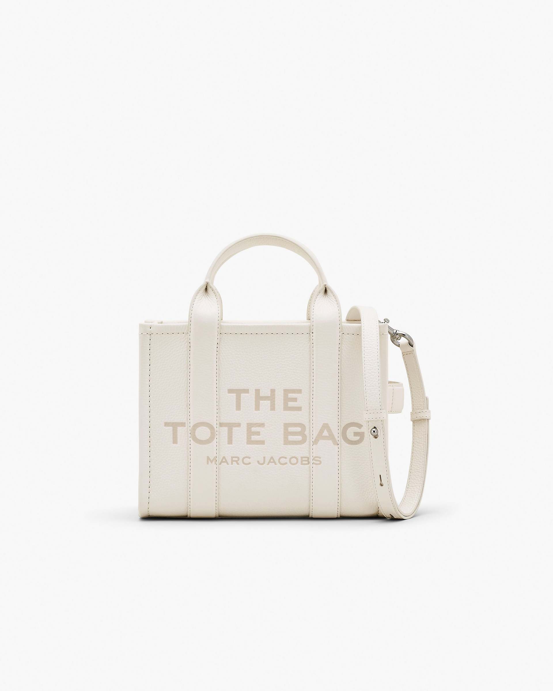 The Leather Small Tote Bag - Cotton/Silver | Marc Jacobs US