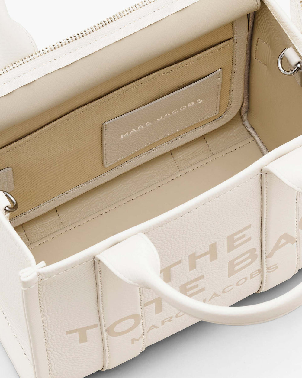 The Leather Small Tote Bag - Cotton/Silver | Marc Jacobs US