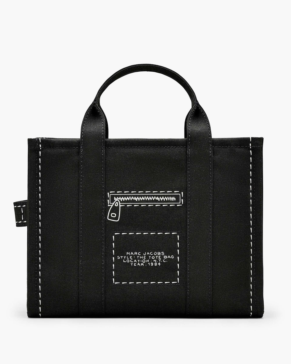 The Trompe L'Oeil Cargo Canvas Medium Tote Bag - Black | Marc Jacobs on sale