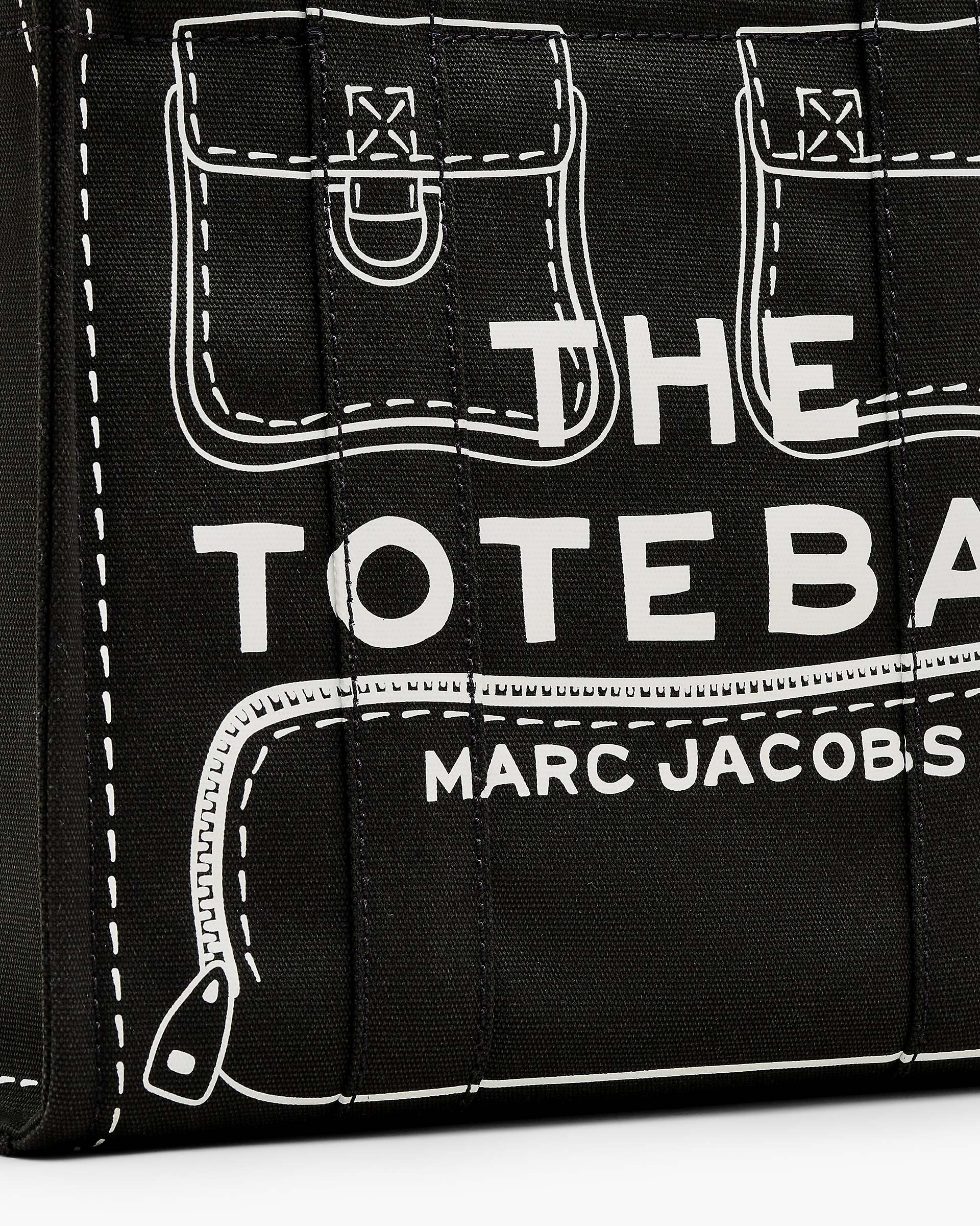 The Trompe L'Oeil Cargo Canvas Medium Tote Bag - Black | Marc Jacobs on sale