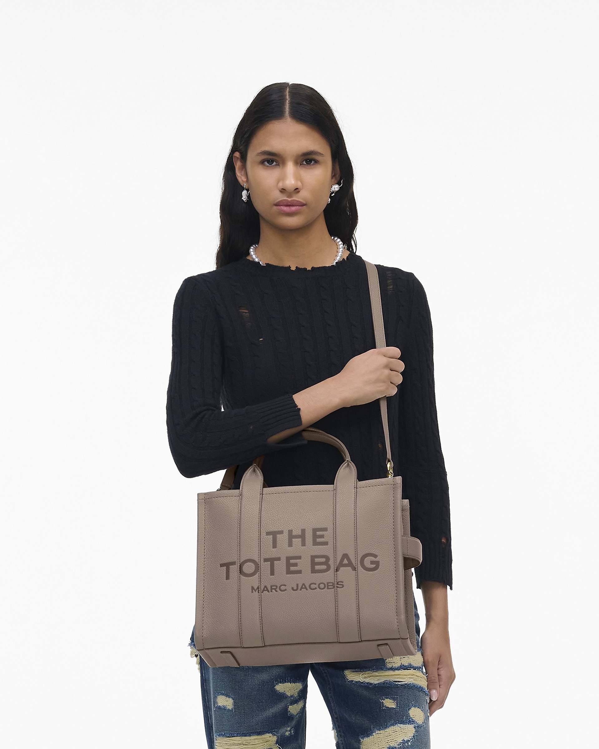 The Leather Medium Tote Bag - Cement | Marc Jacobs discount