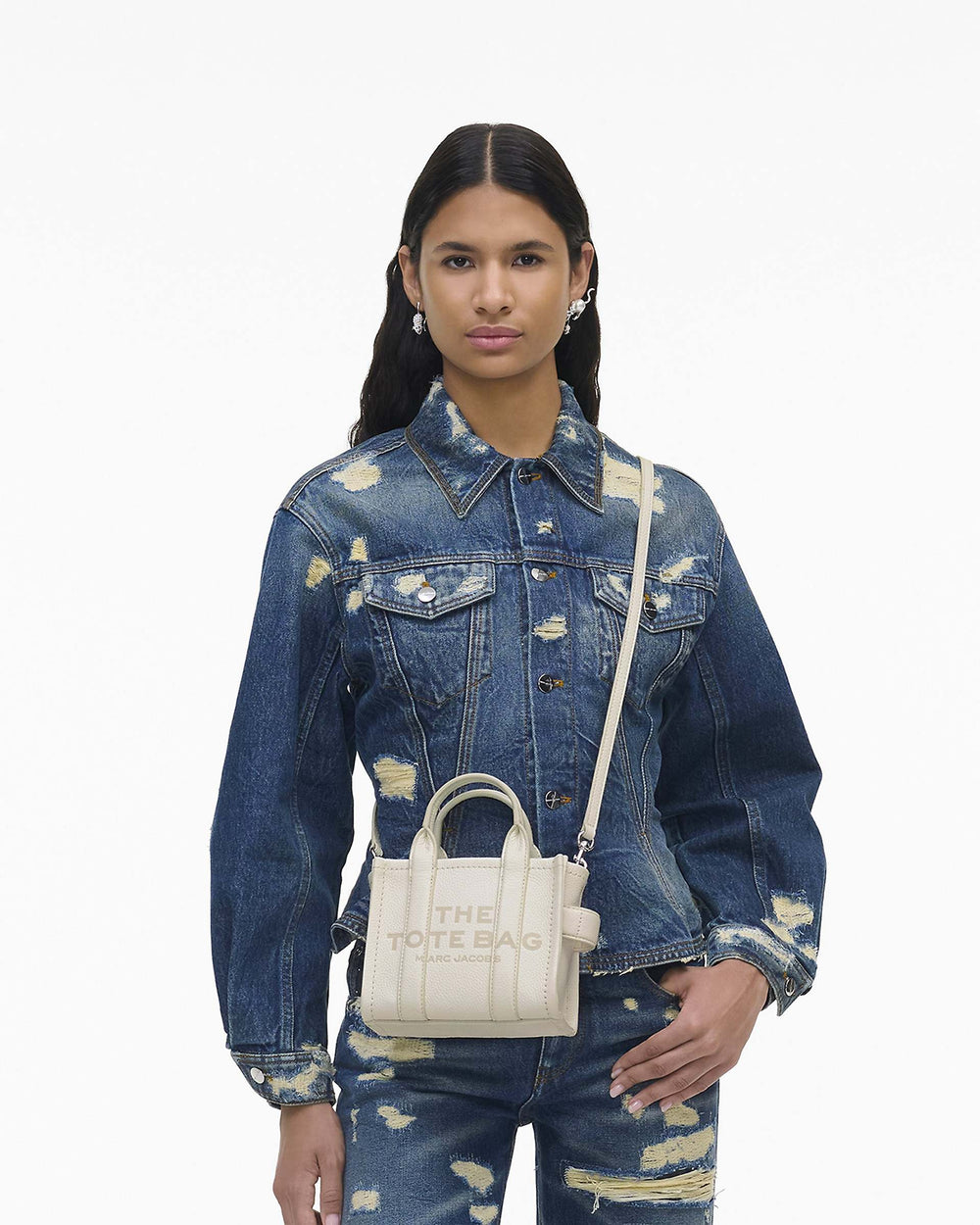 The Leather Crossbody Tote Bag - Cotton/Silver | Marc Jacobs discount
