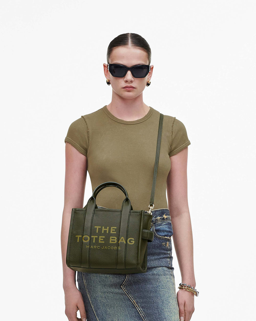 The Leather Small Tote Bag - Forest | Marc Jacobs discount