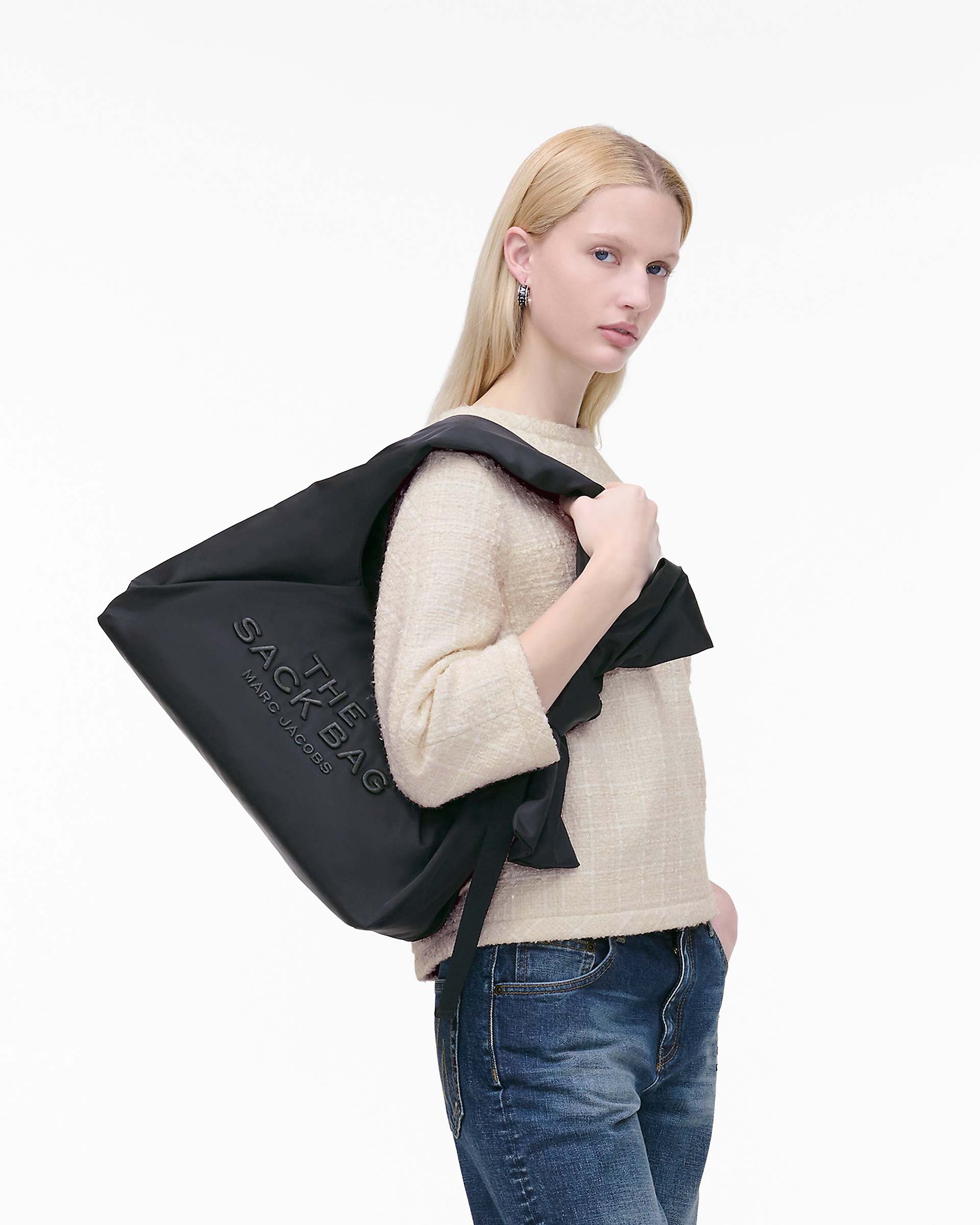The Bow Nylon Sack Bag - Black|Black | Marc Jacobs online