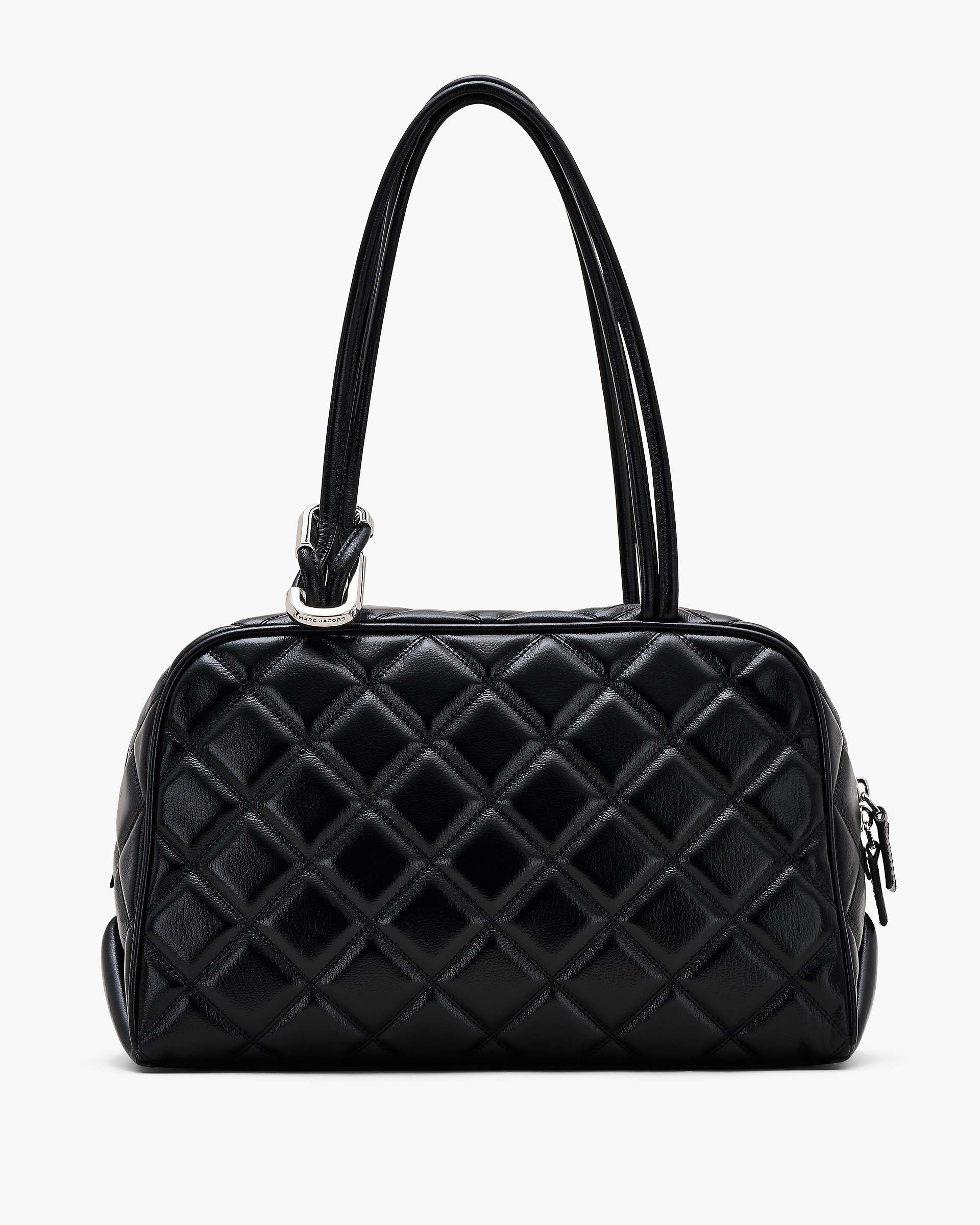 The Quilted Leather Dual Satchel - Black | Marc Jacobs online
