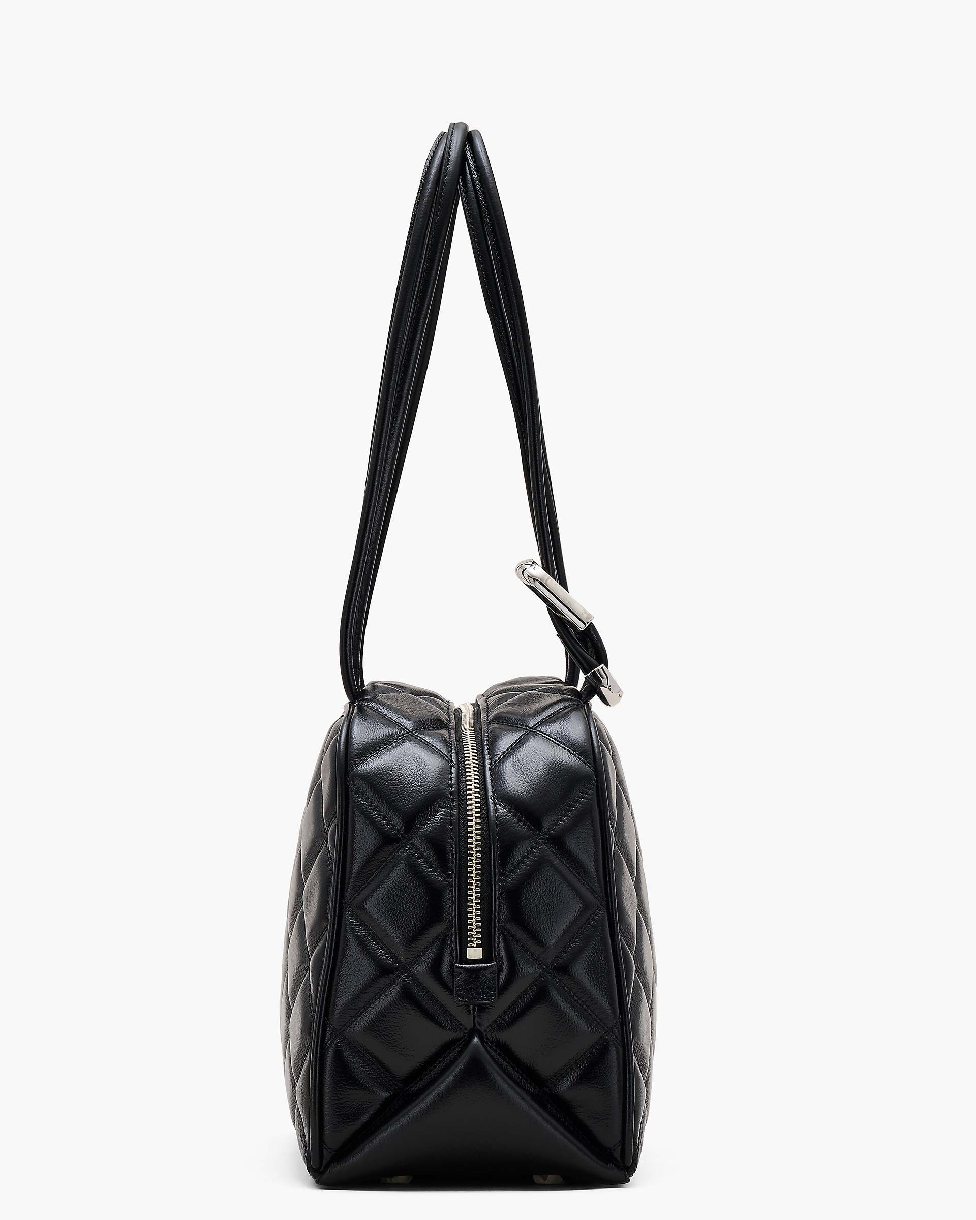 The Quilted Leather Dual Satchel - Black | Marc Jacobs online