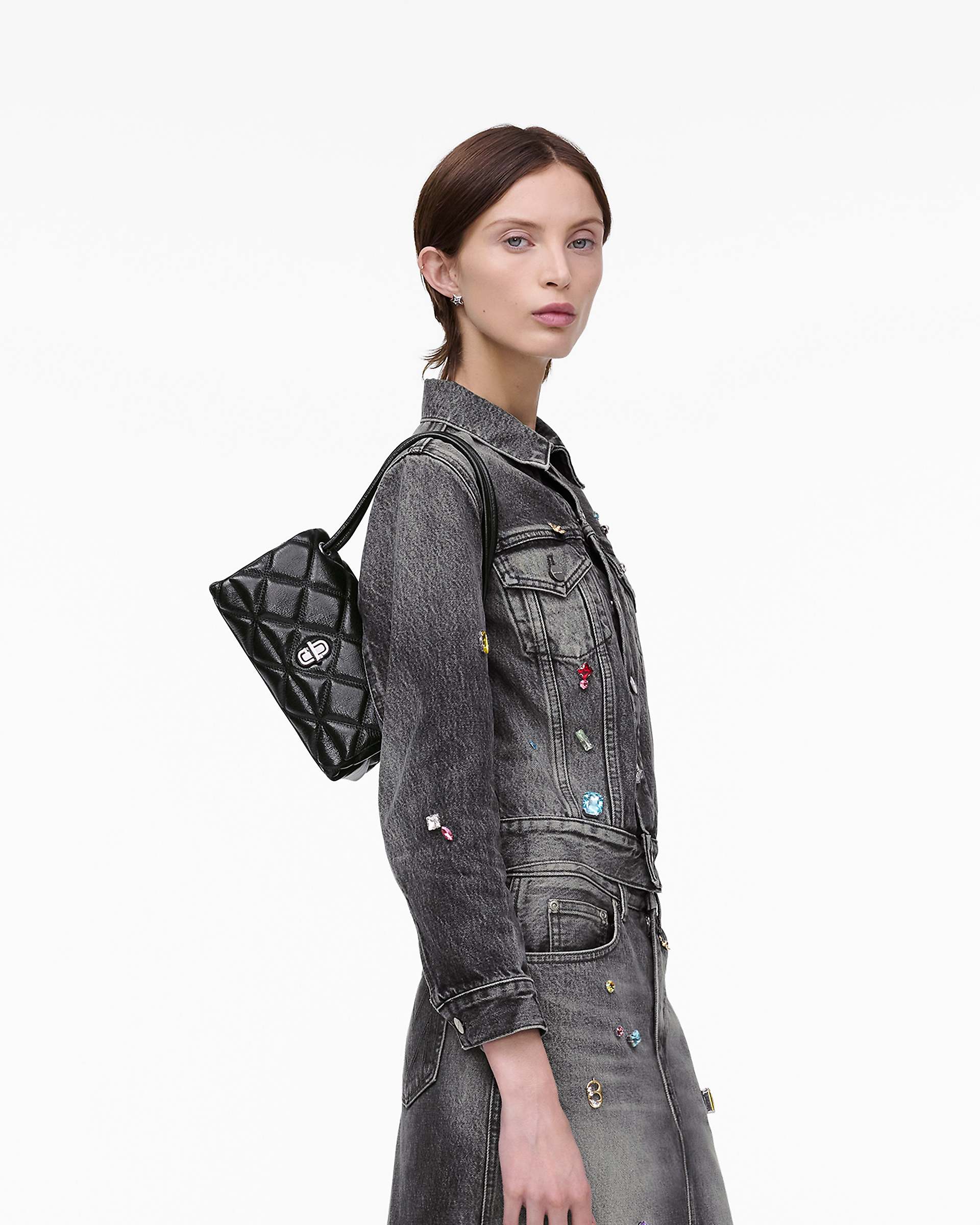 The Quilted Mini Dual Shoulder Bag - Black|Black | Marc Jacobs for sale