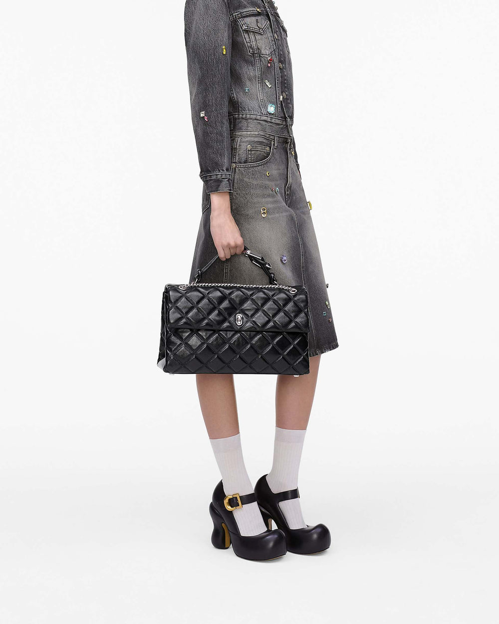 The Quilted XL Dual Convertible Shoulder Bag - Black | Marc Jacobs discount