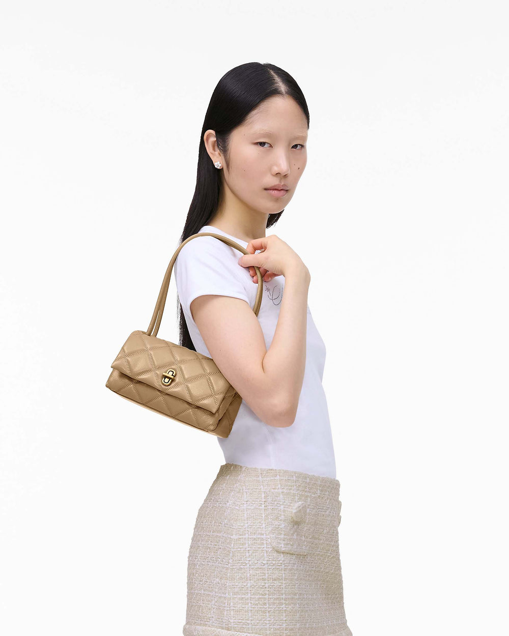 The Quilted Mini Dual Shoulder Bag - Camel|Camel | Marc Jacobs online