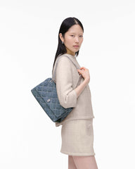 The Quilted Denim Dual Chain Shoulder Bag - Light Wash Indigo | Marc Jacobs sale