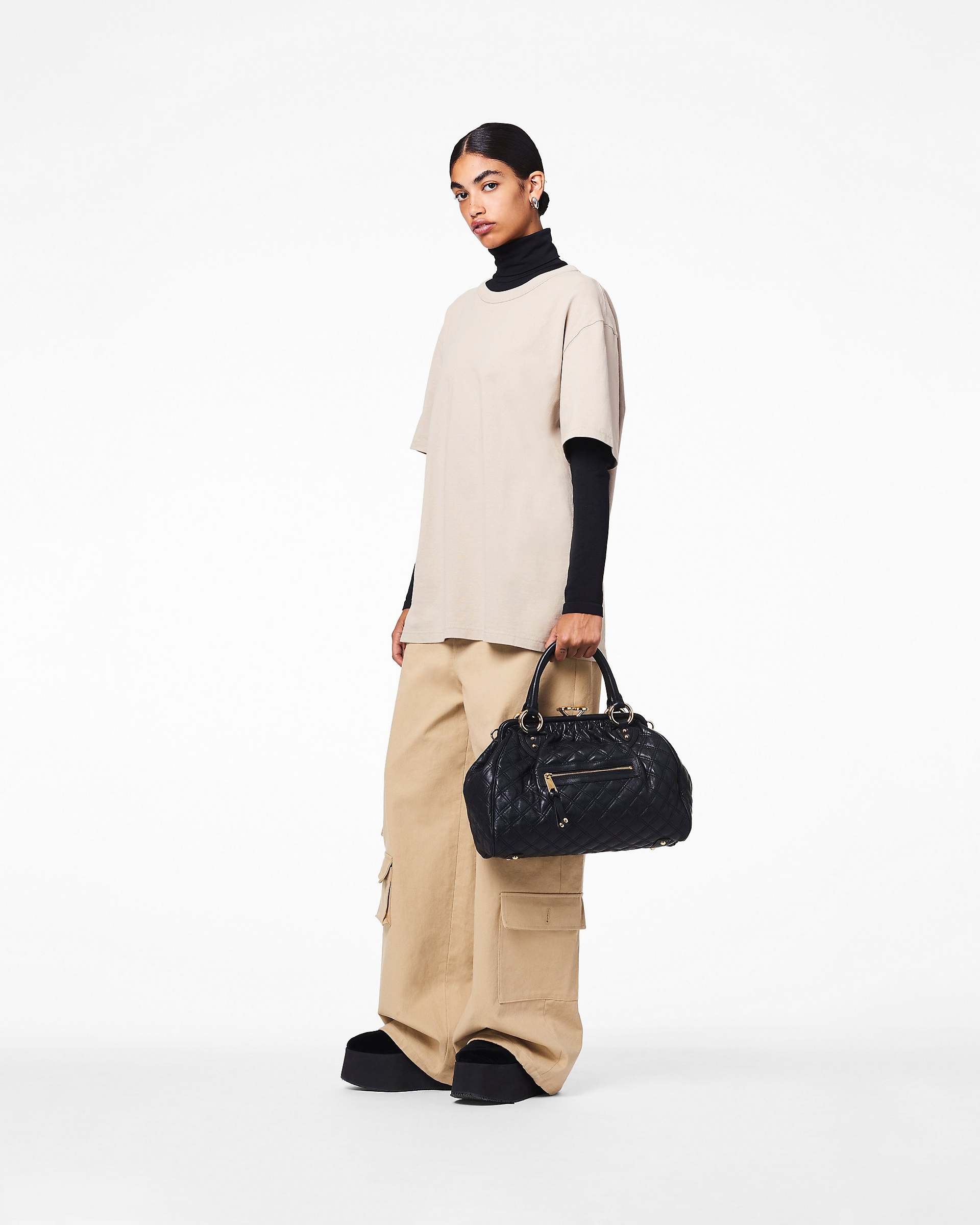 Re-Edition Quilted Leather Stam Bag - Black | Marc Jacobs for sale