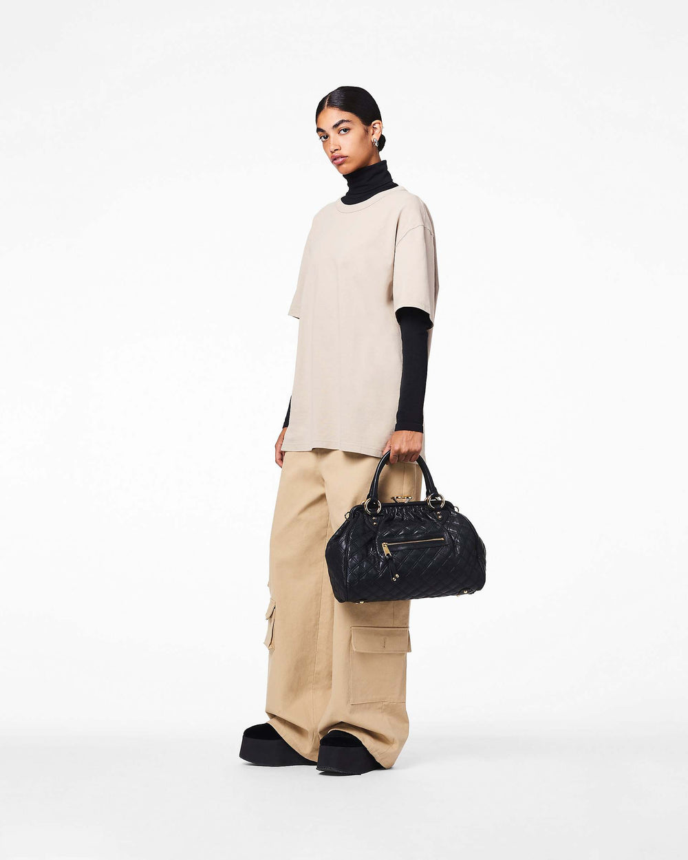 Re-Edition Quilted Leather Stam Bag - Black | Marc Jacobs for sale