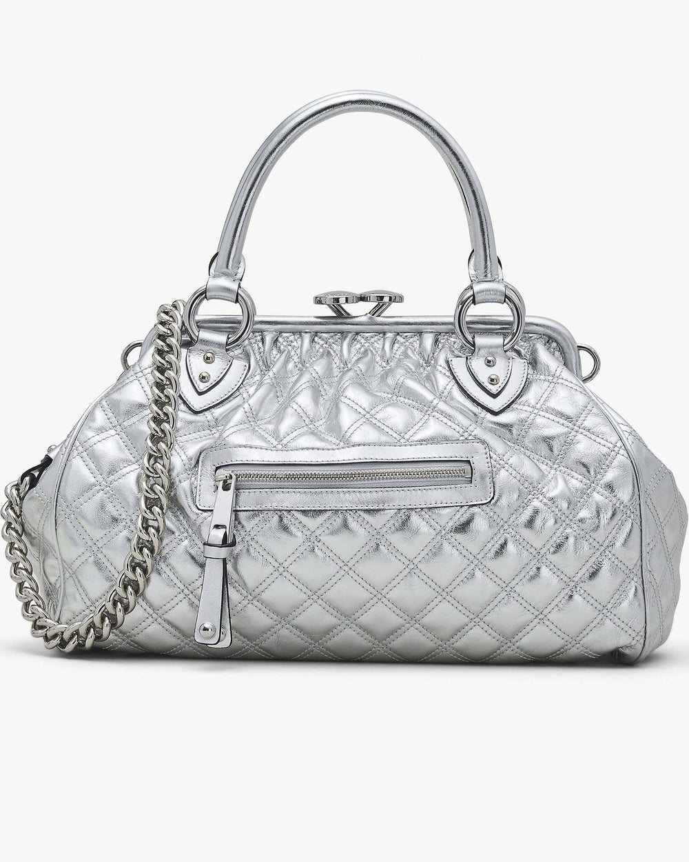 Re-Edition Quilted Metallic Leather Stam Bag - Silver | Marc Jacobs discount
